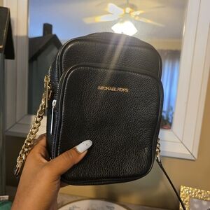 Michael Kors Black Crossbody Bag with Gold Accents